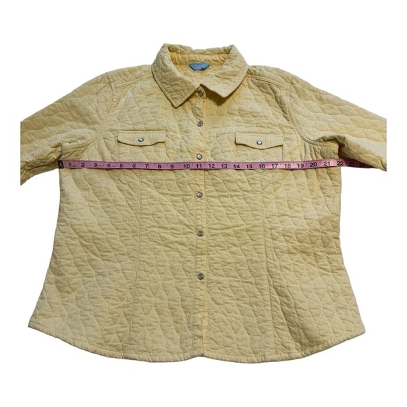 Quilted Corduroy Snap Button Pastel Yellow Coat | Denver Hayes - Size Medium - Picture 7 of 12
